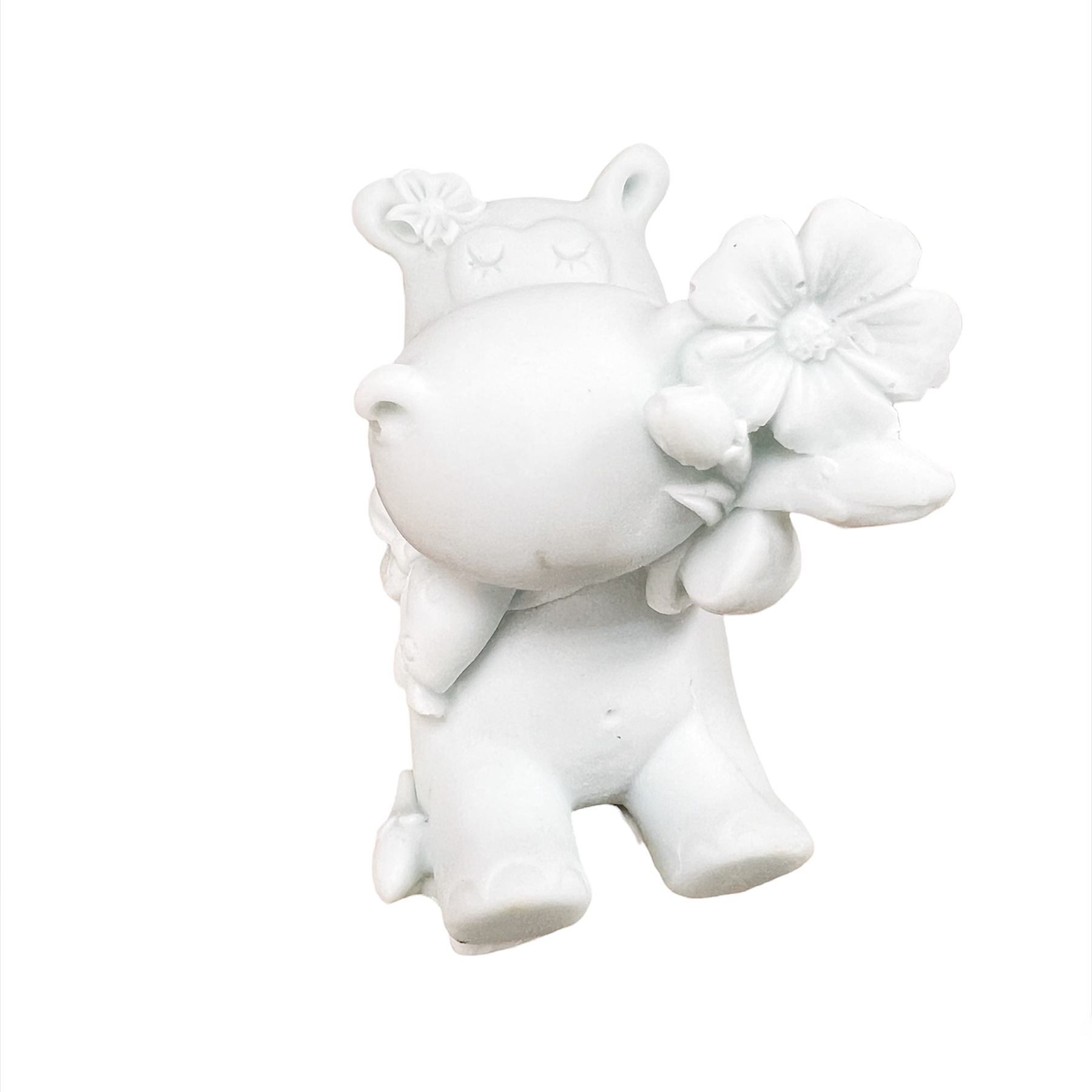 Молд силиконовый 3D Бегемотик с цветком № 688 8*6*4,5 см, вес изд. 105 г )