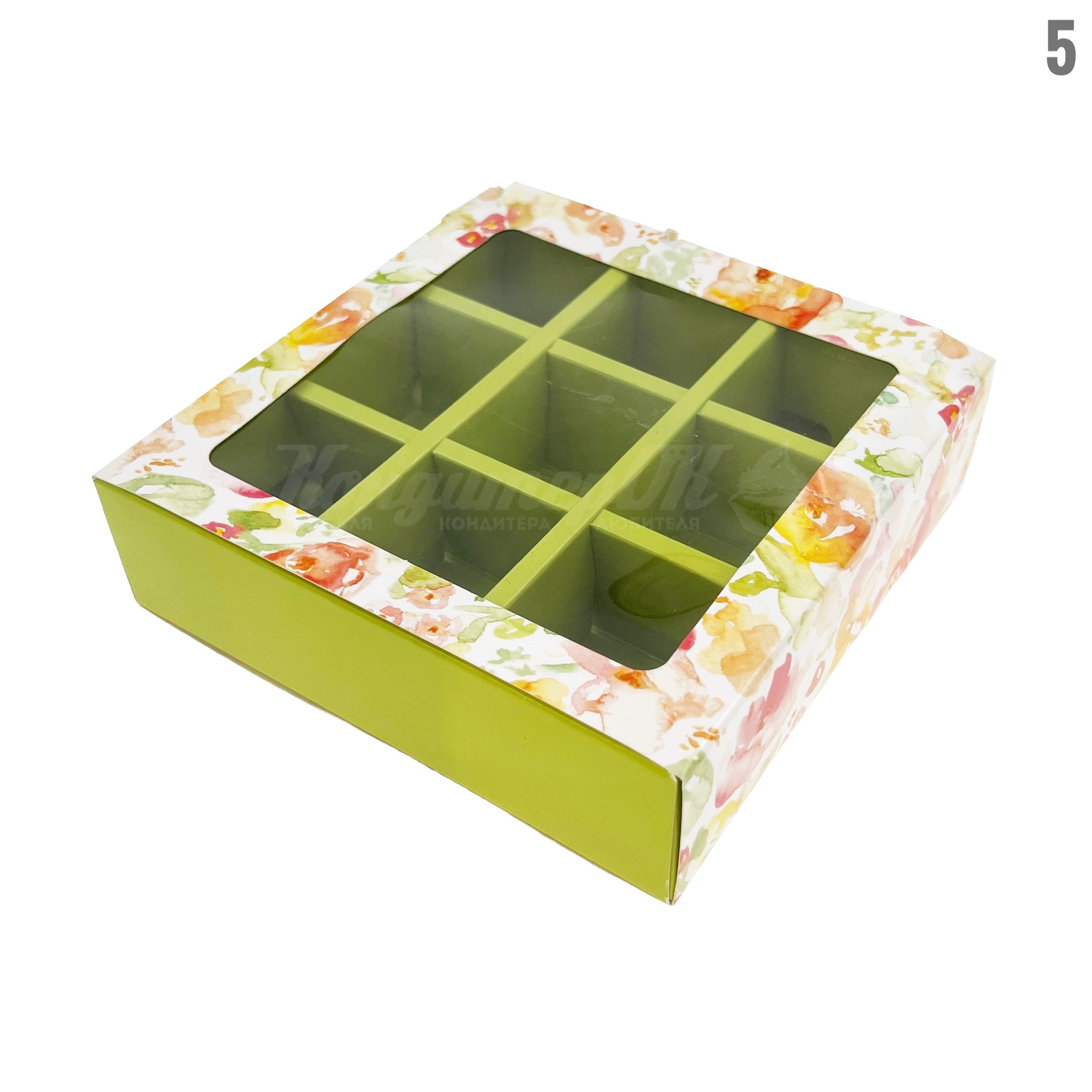 Коробка для 9 конфет цветная