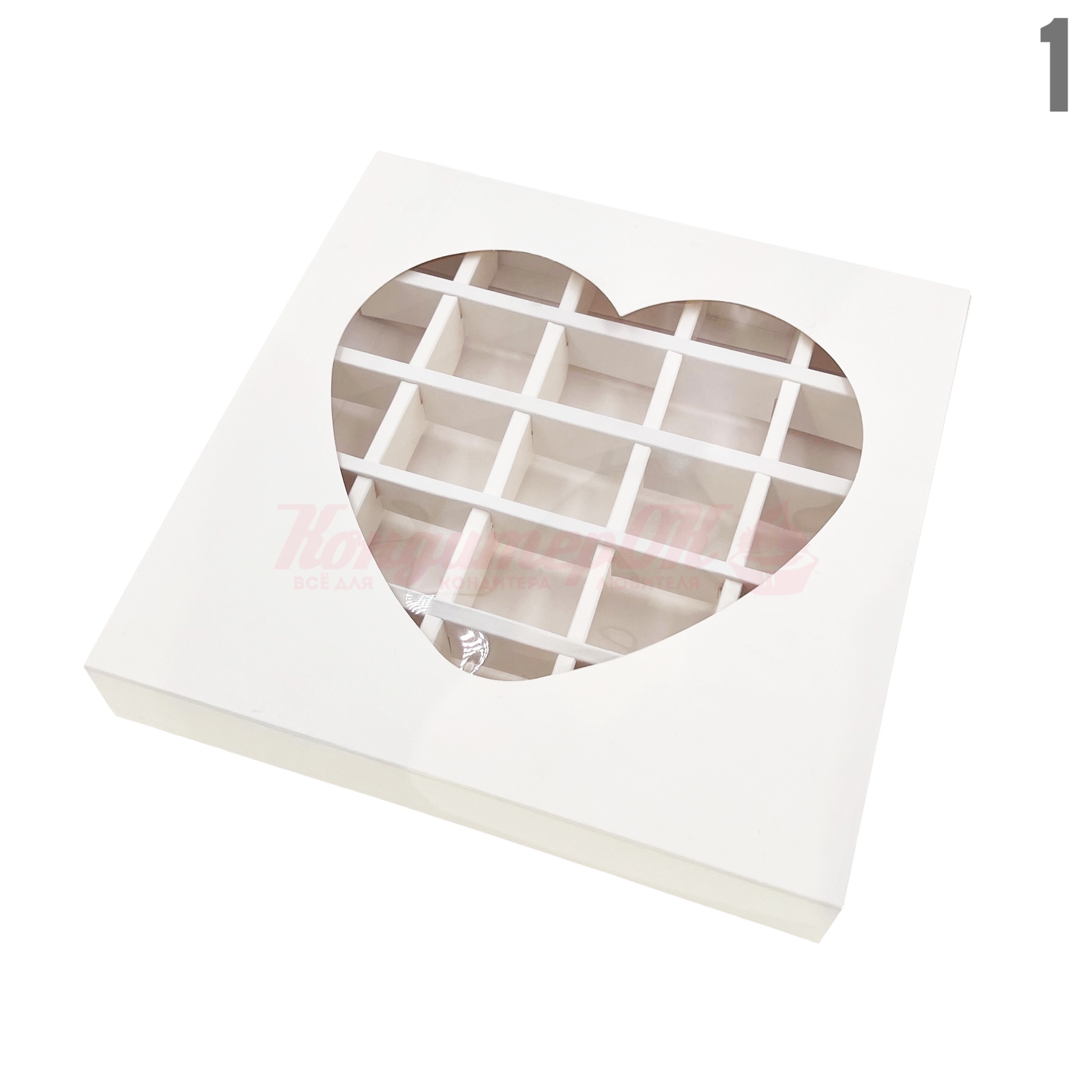 Коробка для 25 конфет 22*22*3,5 см белая с/о