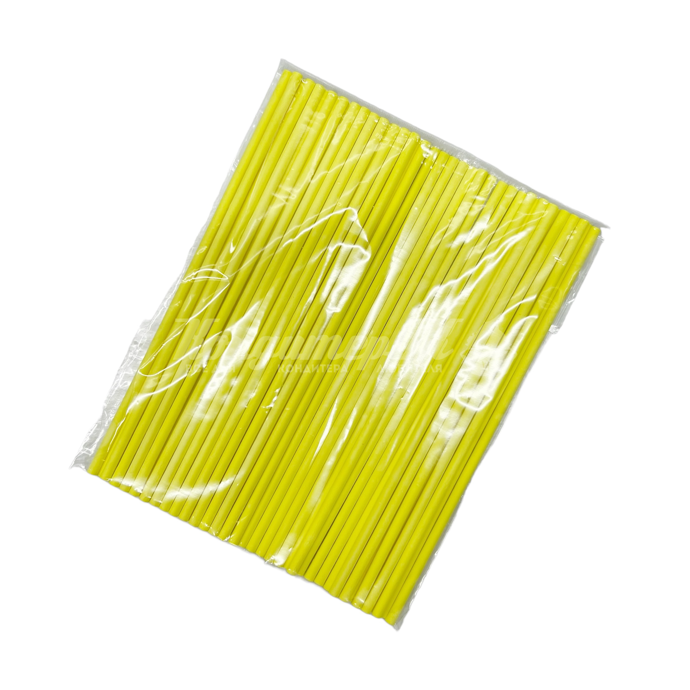 Палочки для кейк-попсов желтые бумажные 14-15 см 50 шт