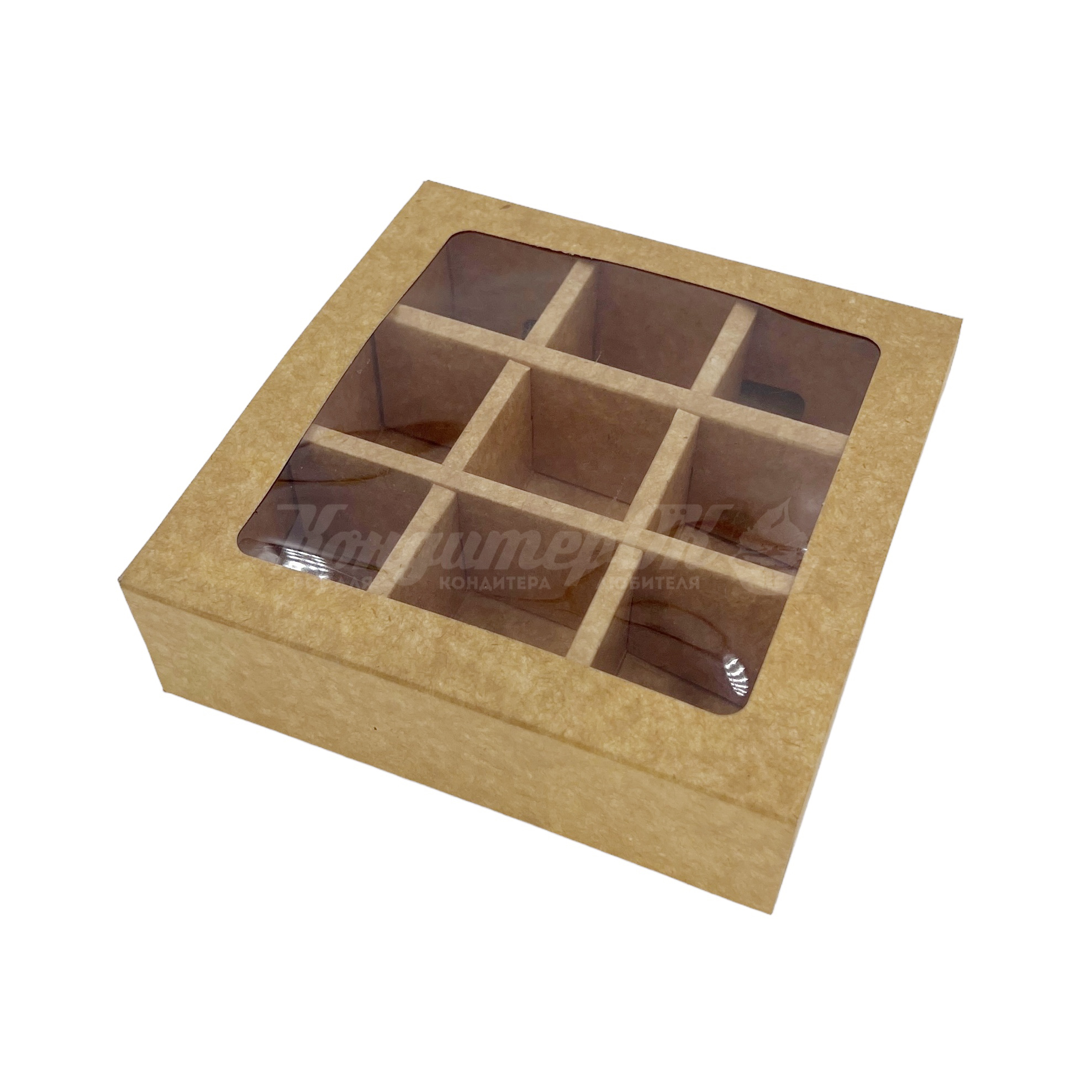 Коробка для 9 конфет крафт