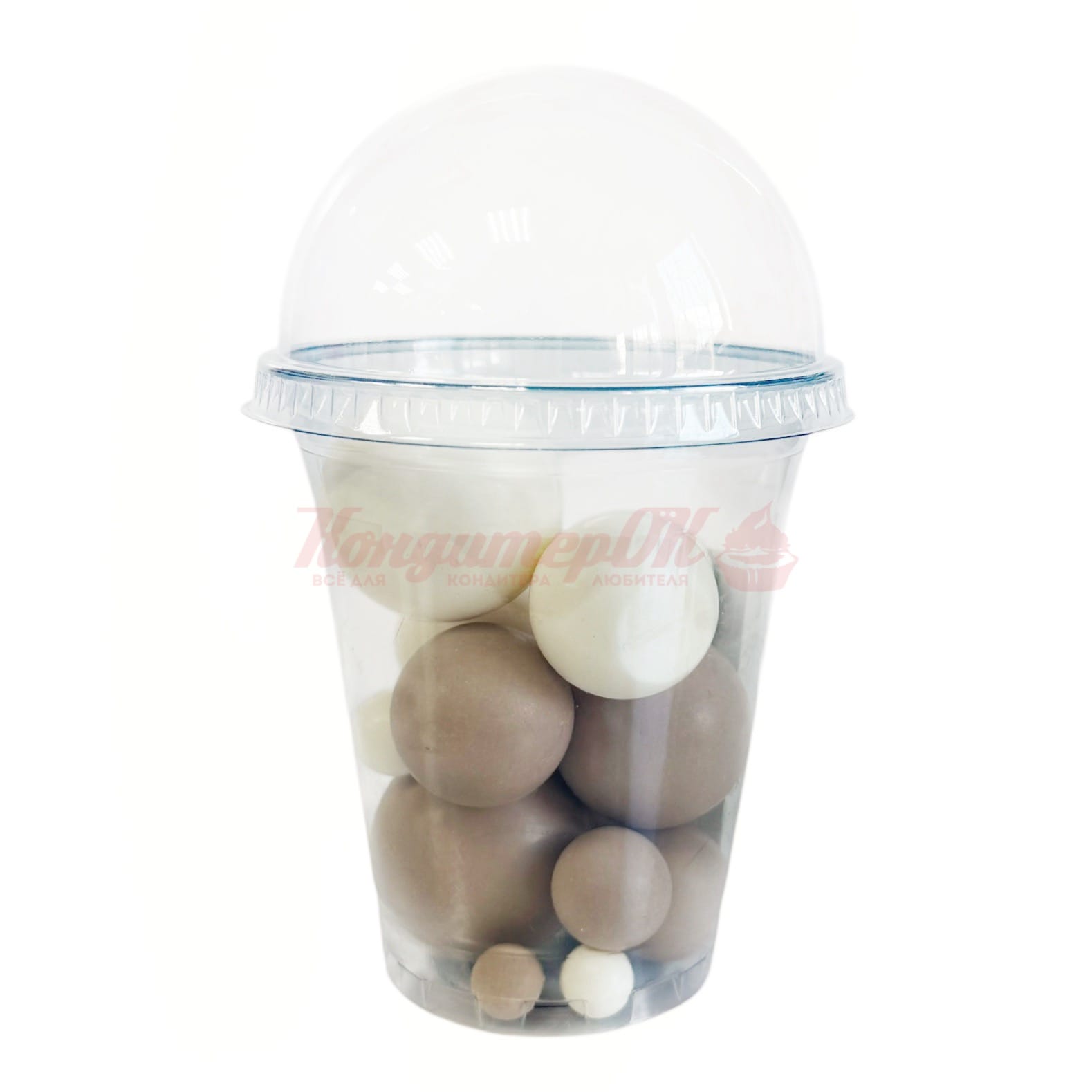 Фигурка из шоколадной глазури Шары белые+бежевые