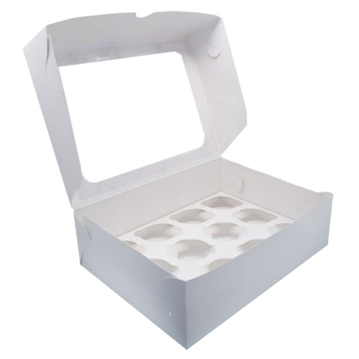 Коробка для 12 капкейков белая с/о 