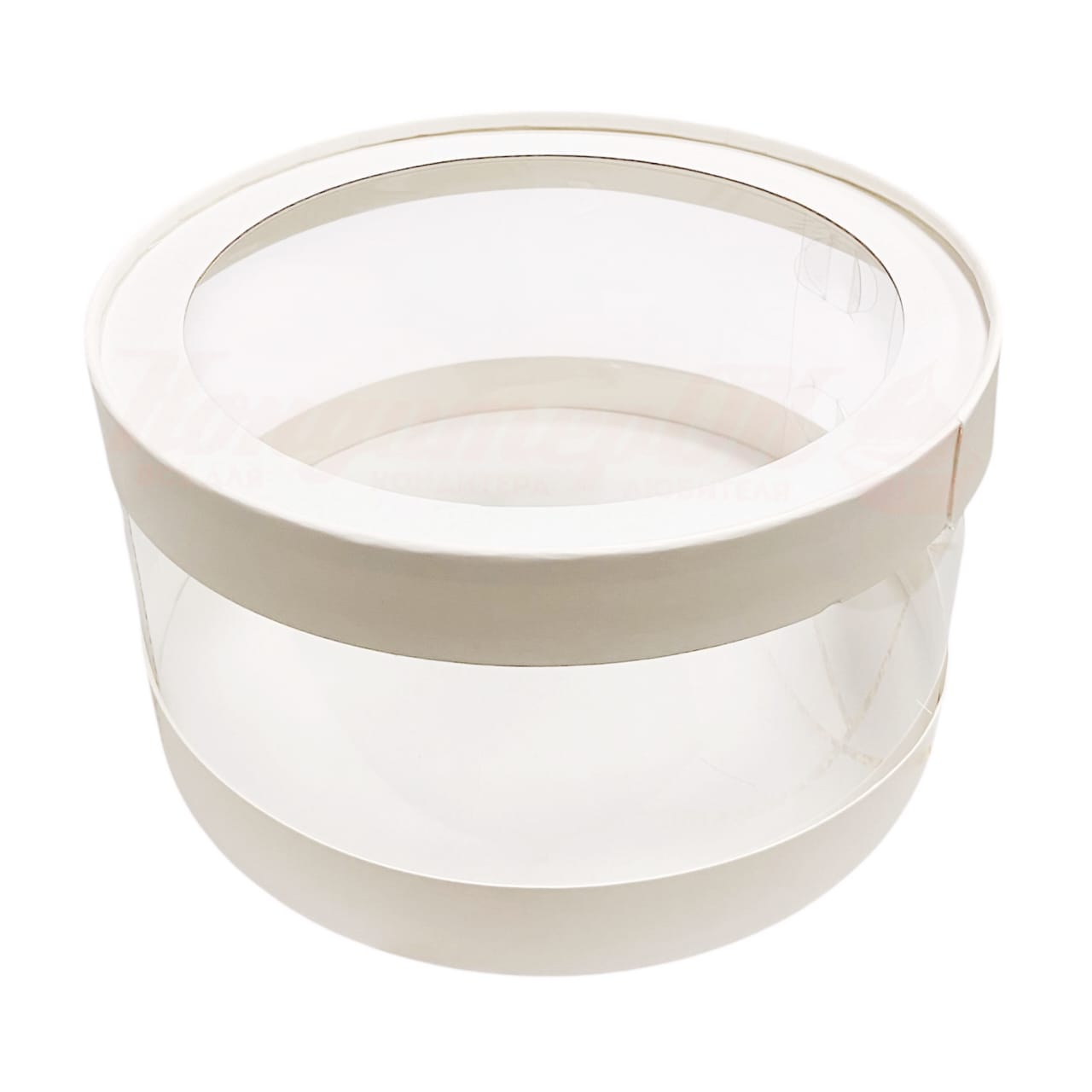 Коробка 20*10 см круглая белая с/о и прозрач.стенками