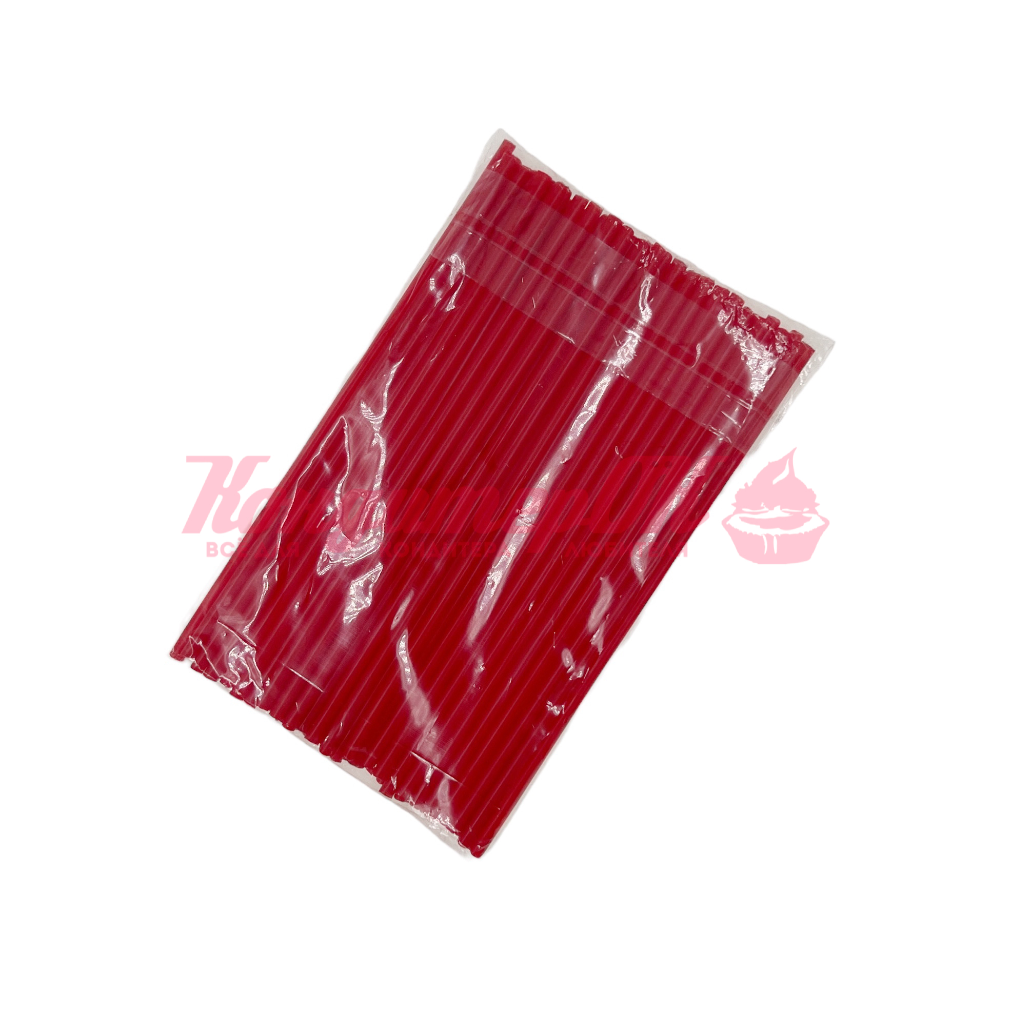 Палочки для кейк-попсов красные пластиковые 14-15 см 50 шт