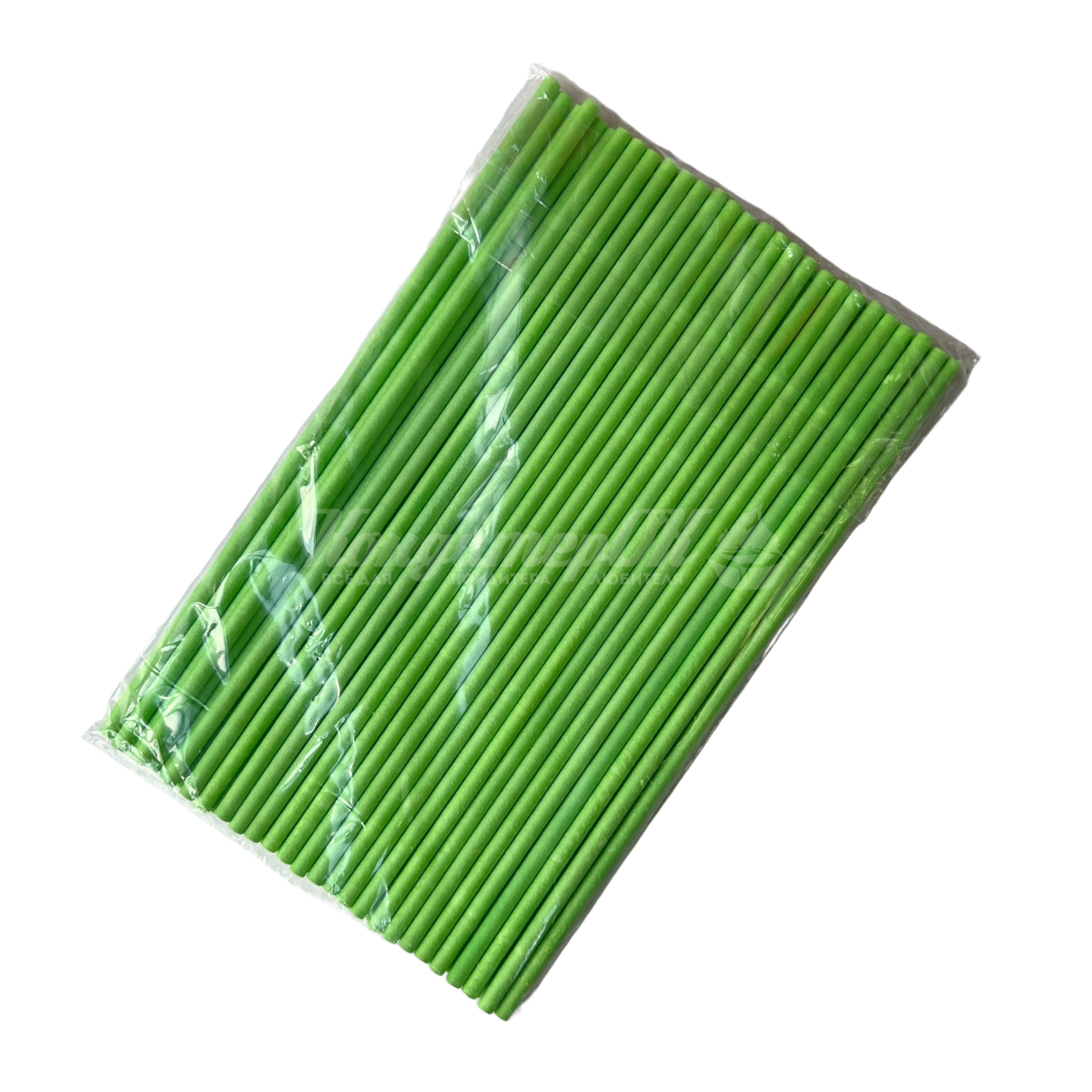 Палочки для кейк-попсов зеленые бумажные 14-15 см 50 шт