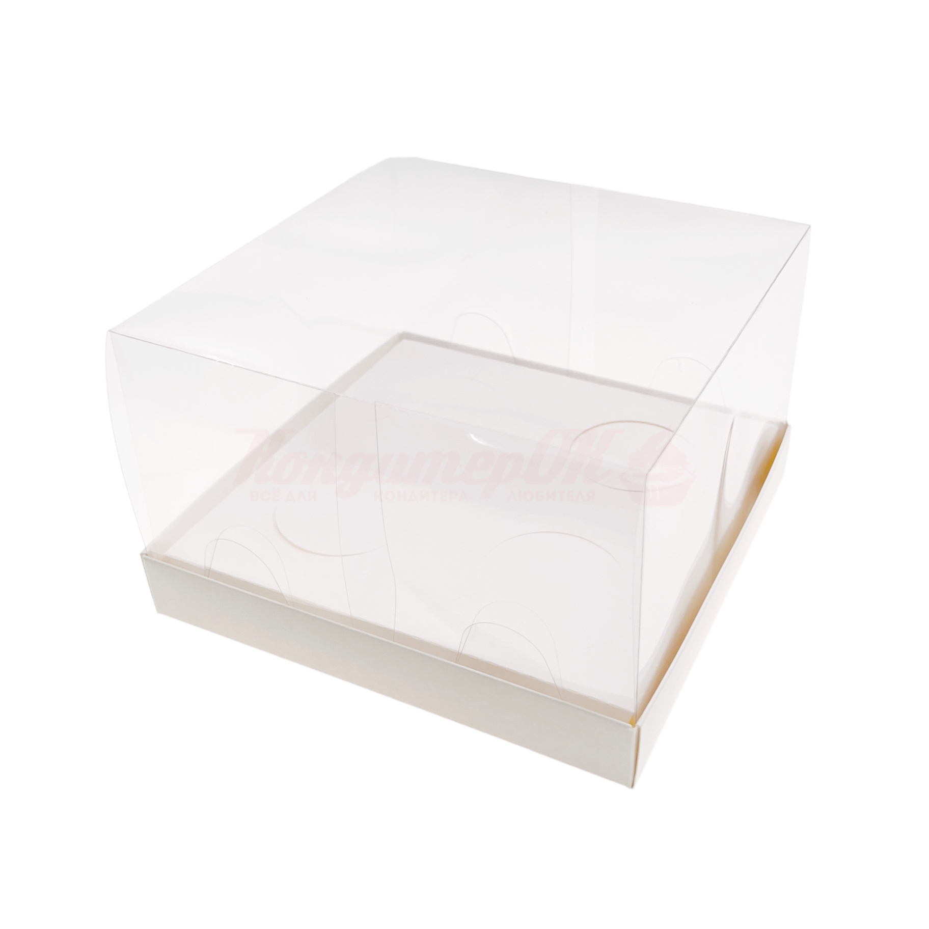 Коробка для 4 капкейков премиум белая с пласт. крышкой