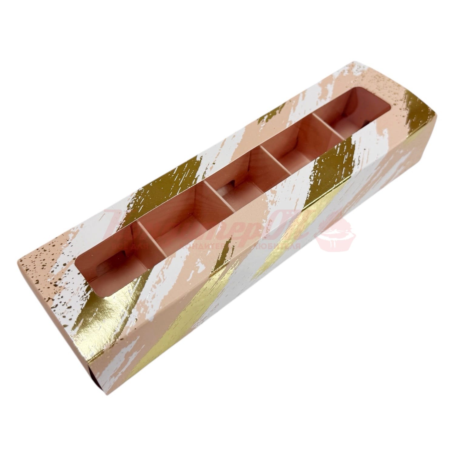 Коробка для 5 конфет 20*5,5*3,5 см цветная 