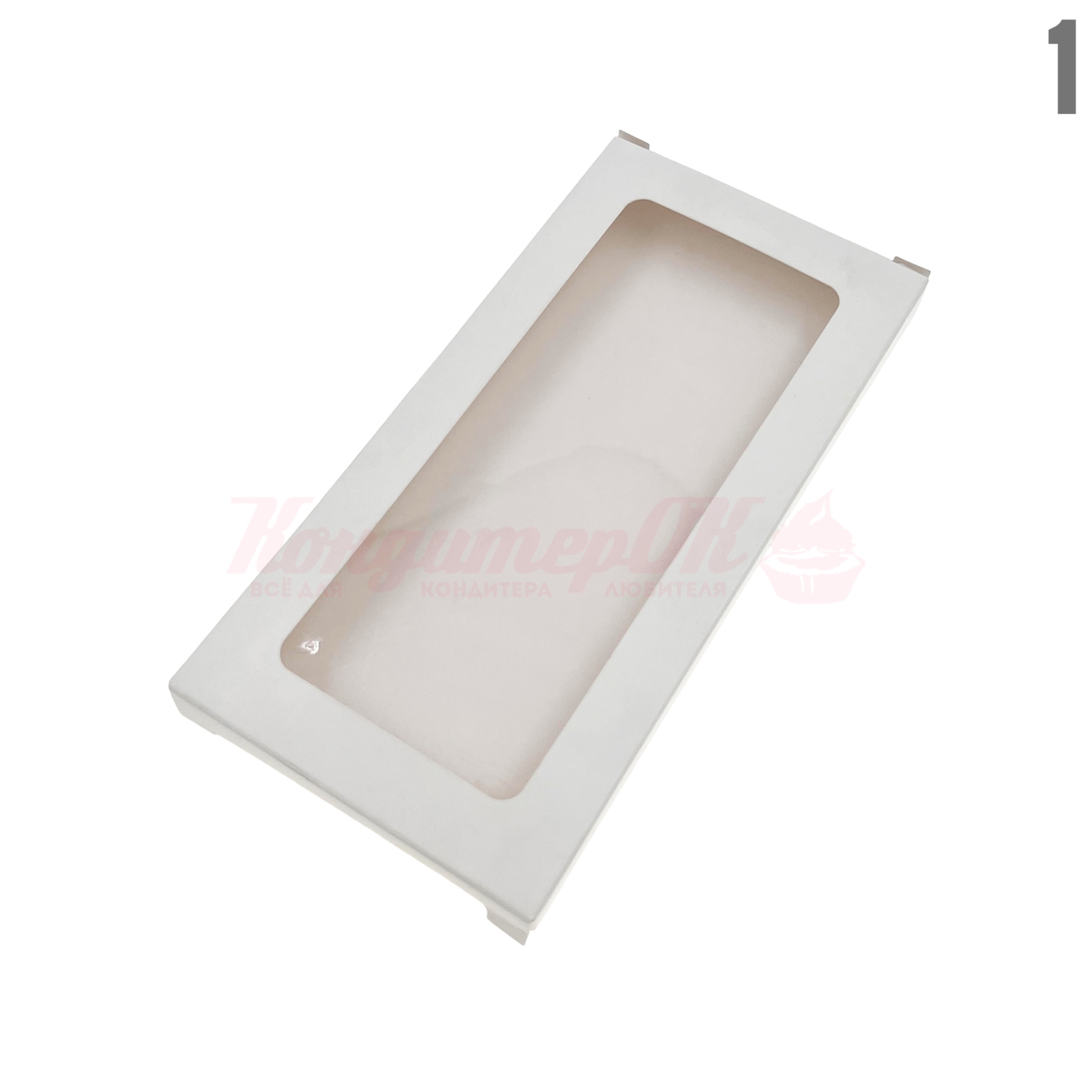 Коробка для плитки шоколада (моноблок) крафт, белая 18*9*1,4 см