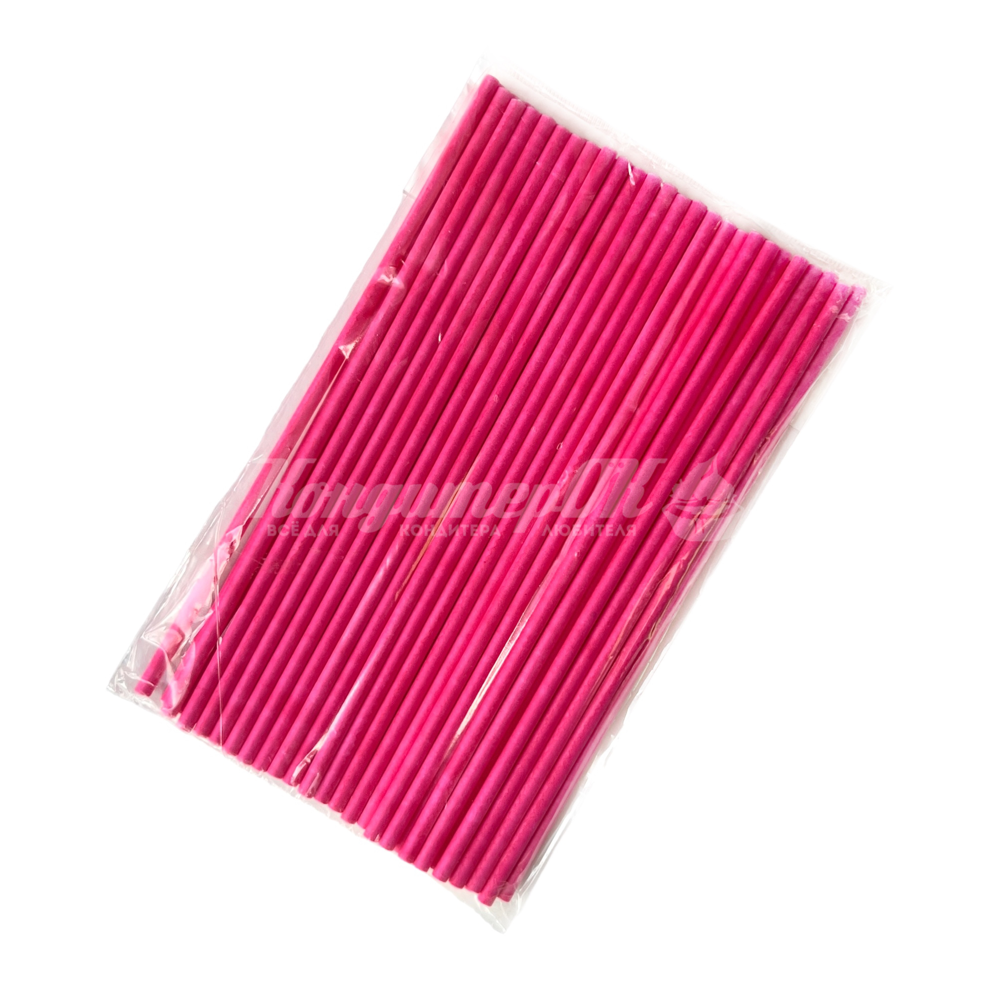 Палочки для кейк-попсов розовые бумажные 14-15 см 50 шт