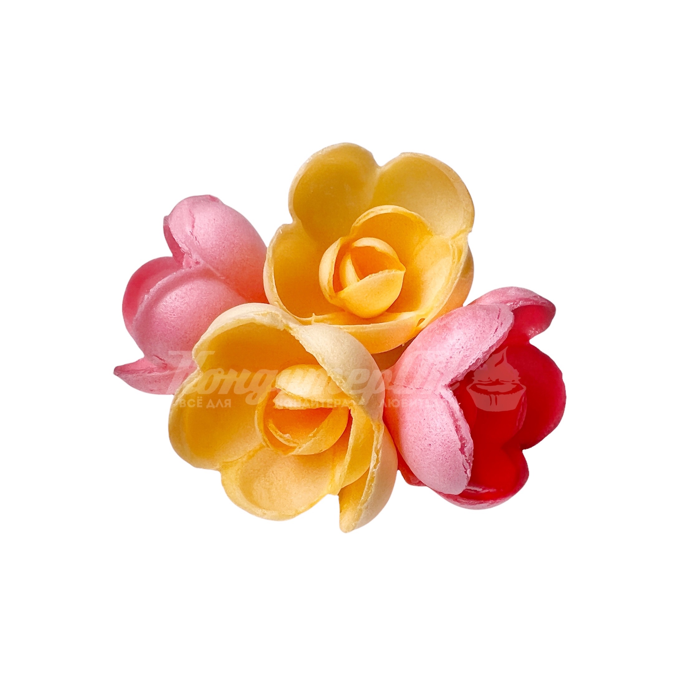 Вафельные цветы Роза малая сложная (микс) 5 шт