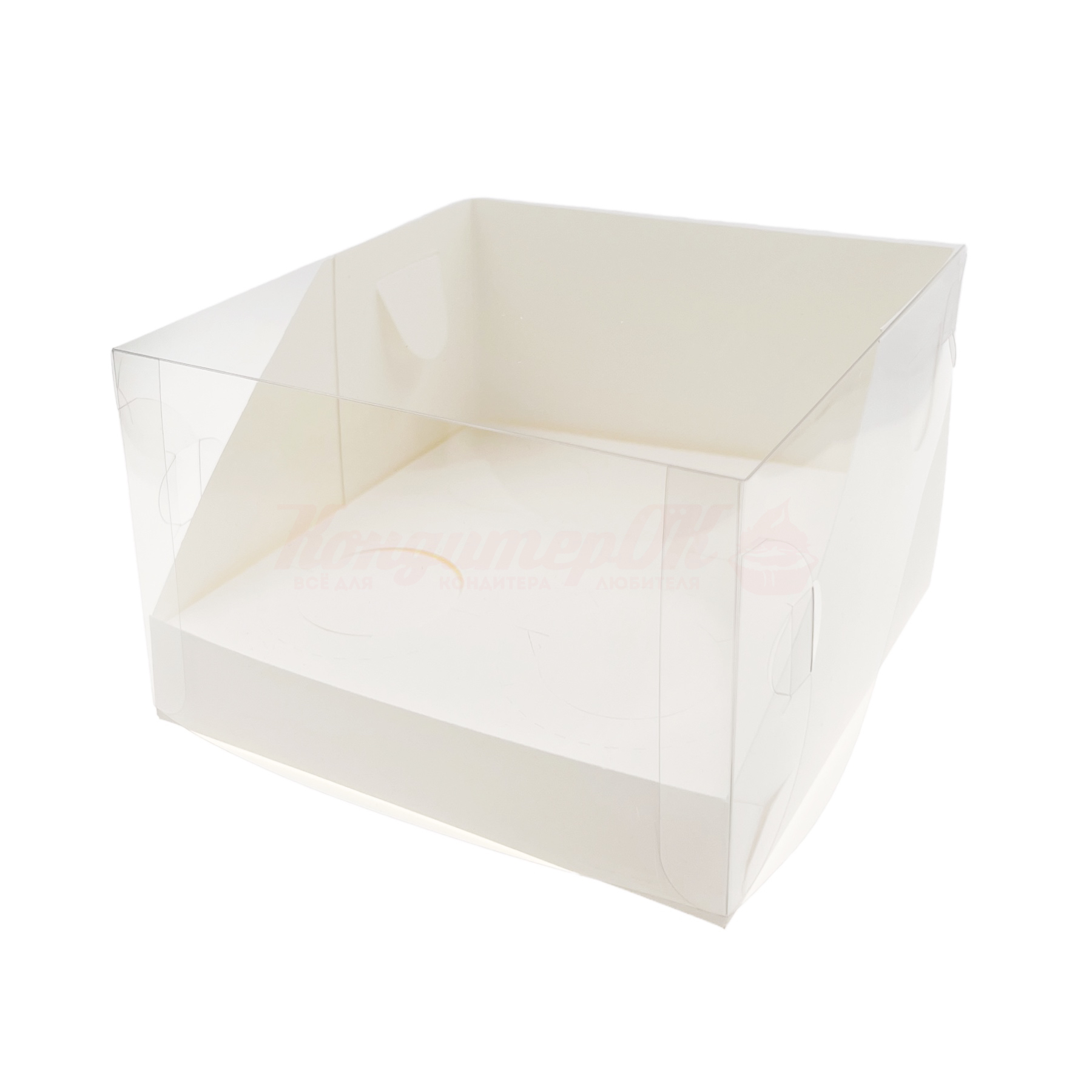 Коробка для 4 капкейков белая со скош.окном 160*160*100 мм