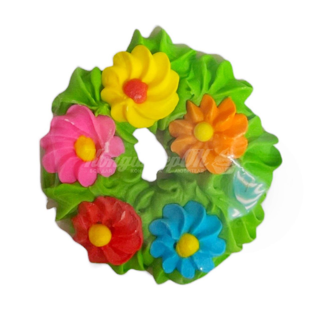 Фигурка сахарная Веночек с цветами