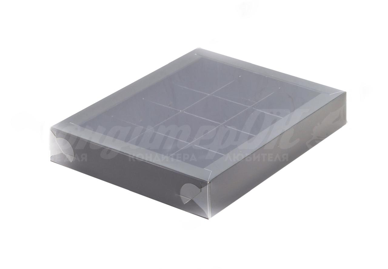 Коробка для 12 конфет 19*15*3 см графит 