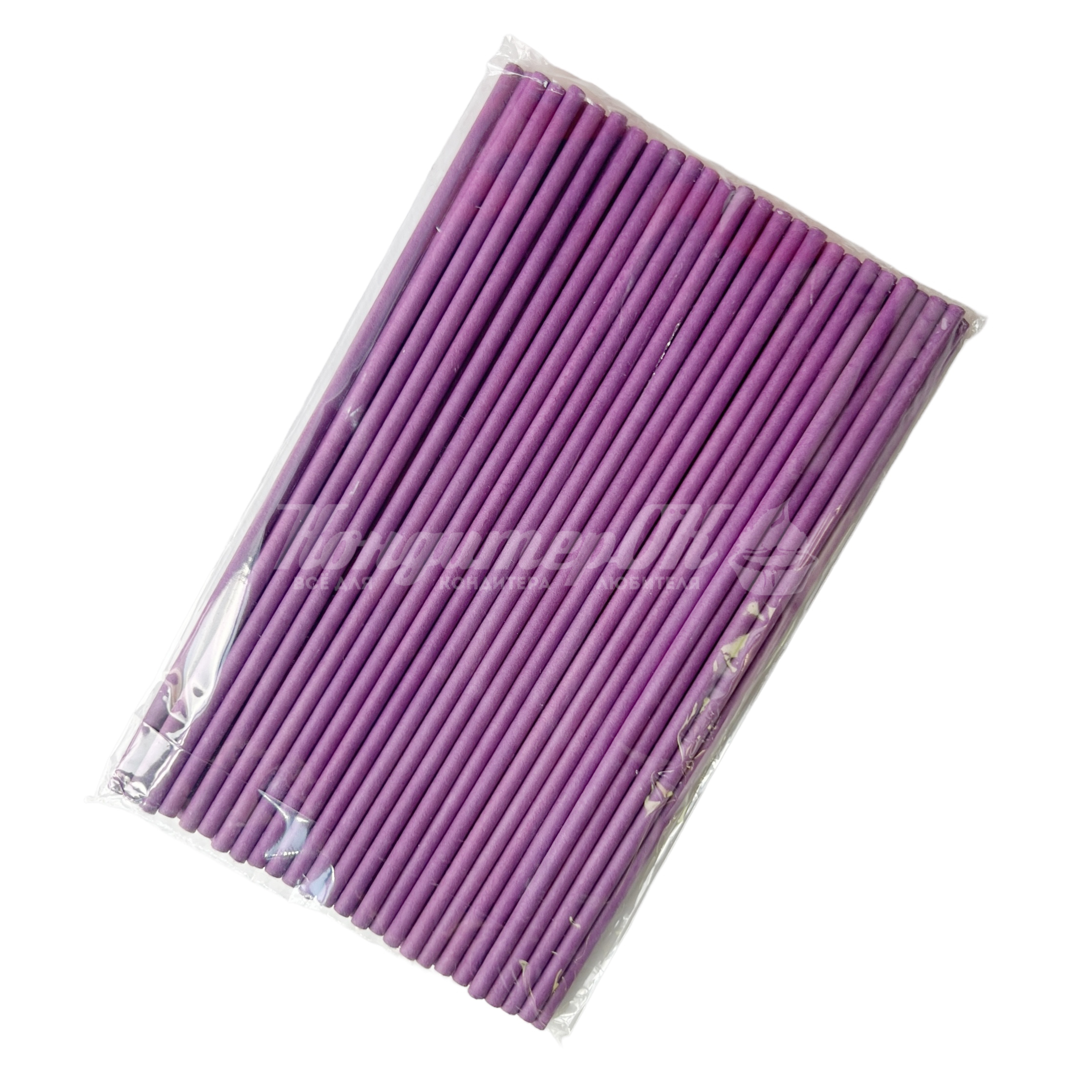 Палочки для кейк-попсов фиолетовые бумажные 15 см 50 шт