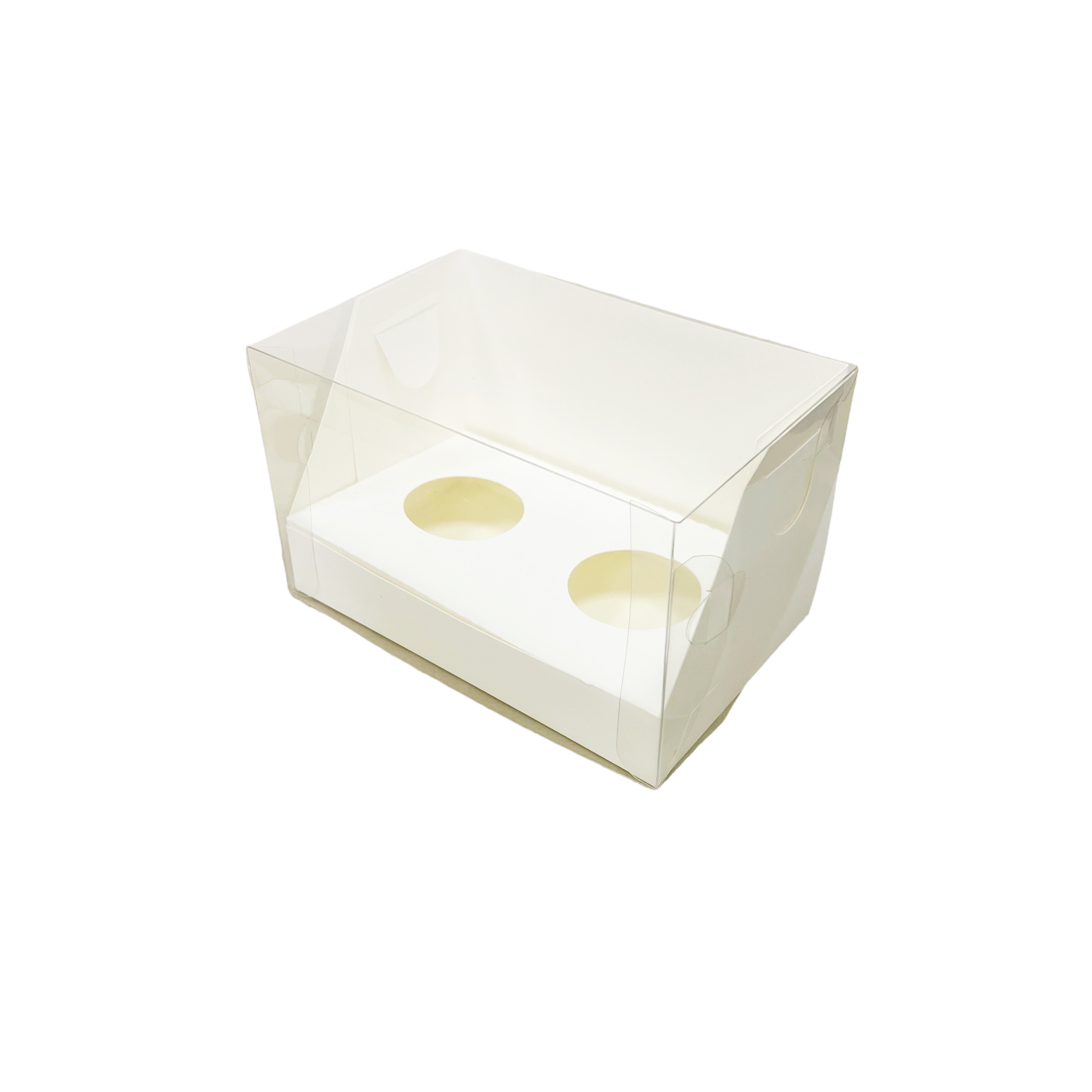 Коробка для 2 капкейков белая со скош. окном 160*100*100 мм