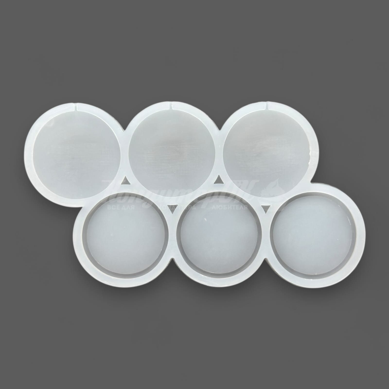 Форма силиконовая для леденцов погремушка Круг 5 см 6 яч. (СФ-132)