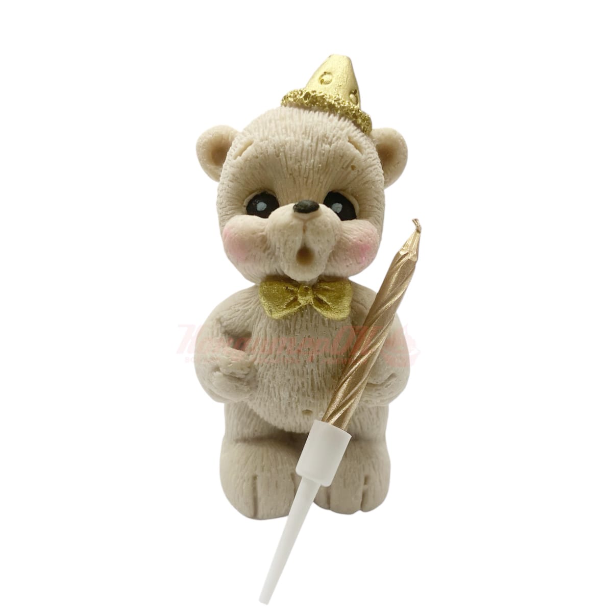 Фигурка из шоколадной глазури Мишка свечка бежевый